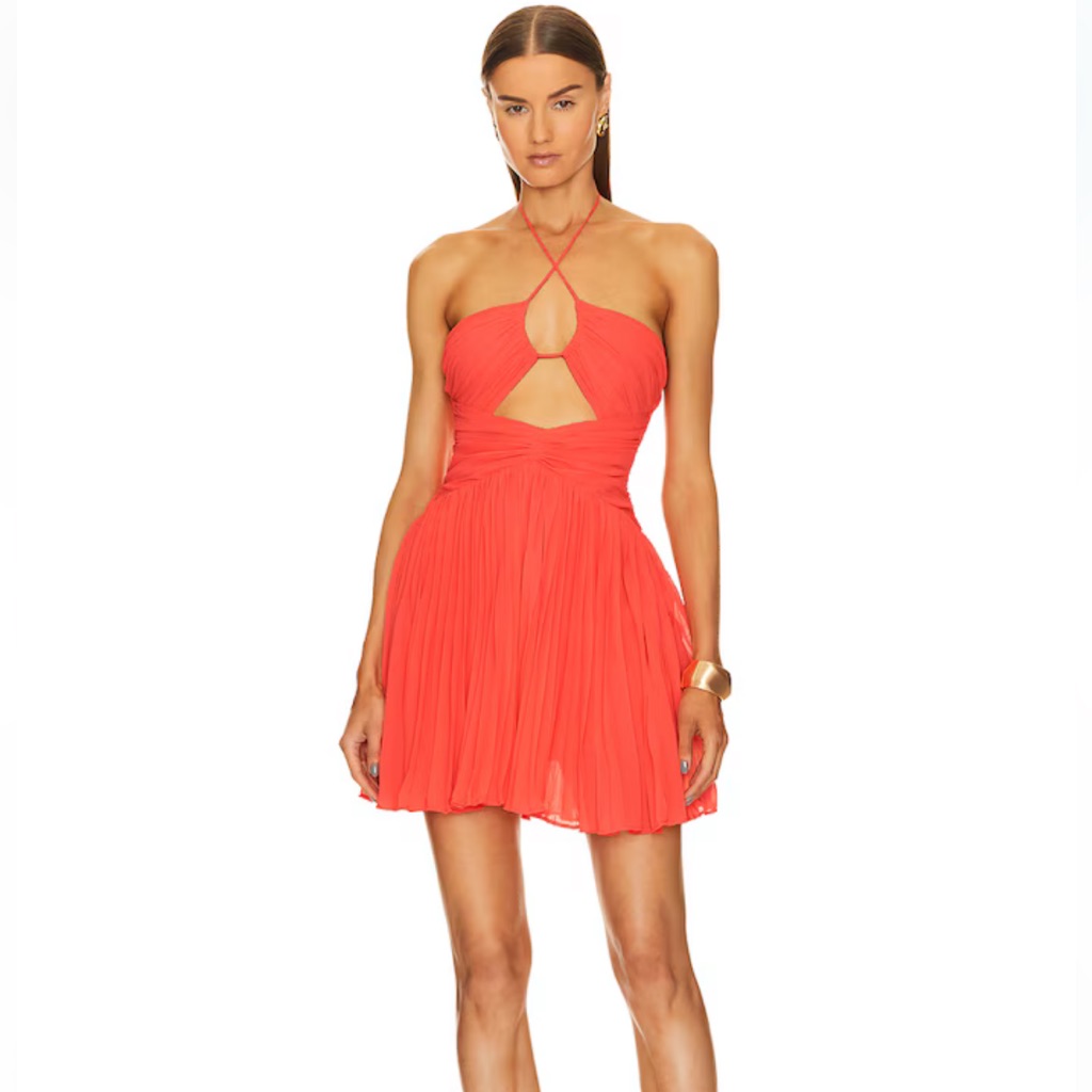 Euc Revolve X Michael Costello Jiya Mini Dress In Bright Coral Xl